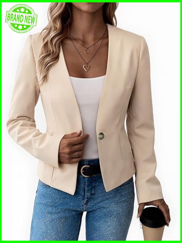 Collared Blazer: Lightweight Polyester, Slim Fit, Open Front, Casual Work